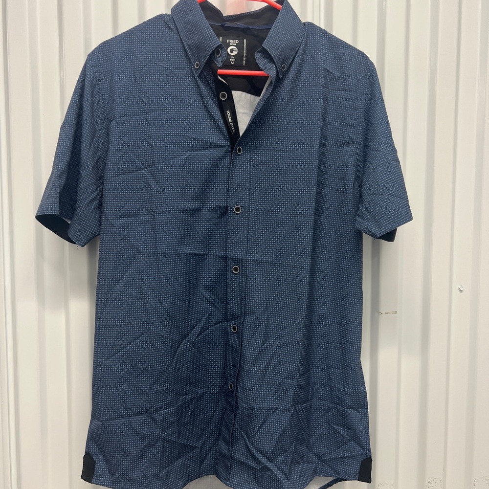 Casual Blue Button Down Shirt with Modern Design